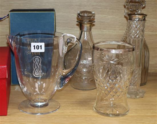 A Lalique Guebwiller lemonade jug and six other glass items,